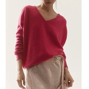 Anthropologie The Charley 100% Cashmere Relaxed V-Neck Sweater Petite Small